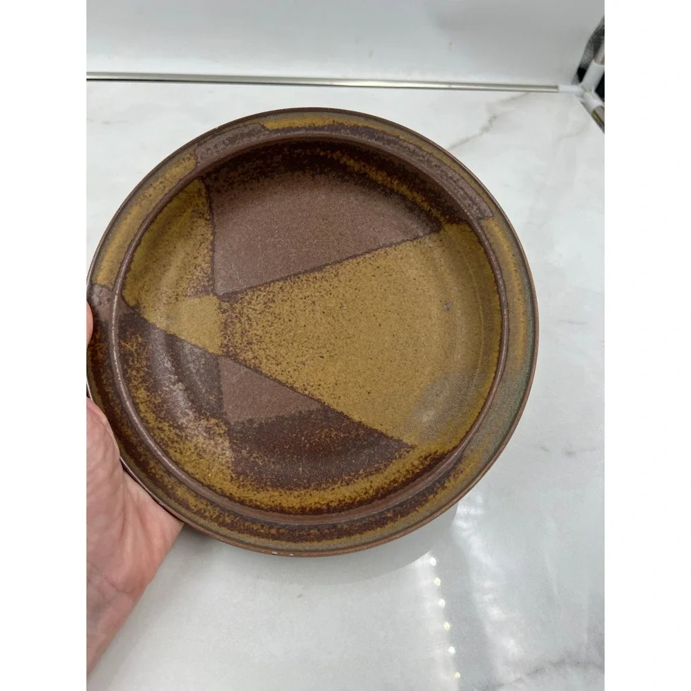 Iron Mountain Stoneware Roan Mountain Brown Salad Plates Set 2 Artist Signed